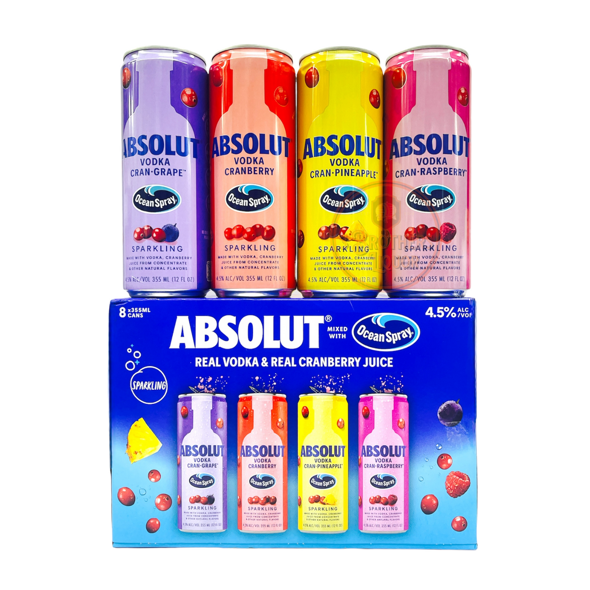 Absolut Vodka Mixed With Ocean Spray 8Pk Juice Cocktails