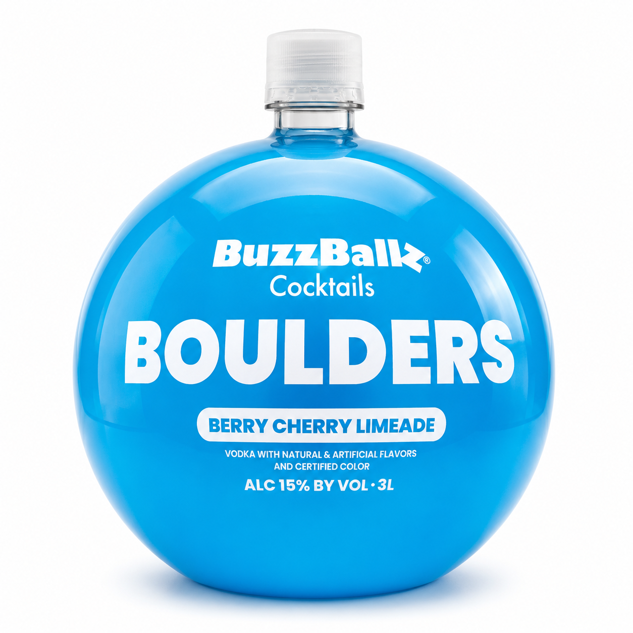 BuzzBallz Cocktails Boulders Berry Cherry Limeade 3L blue spherical bottle