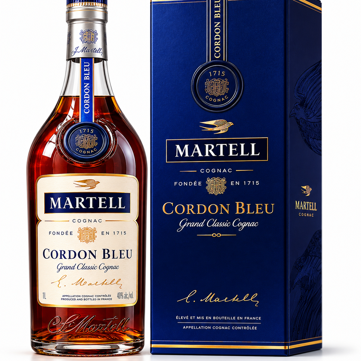 Martell Cordon Bleu Grand Classic Cognac 1L | 40% ABV | Founded
