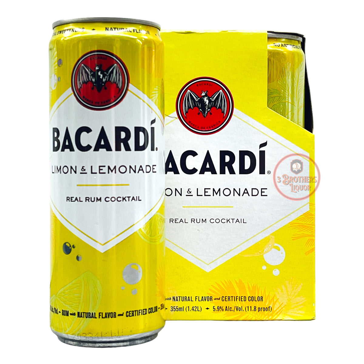 Bacardi Limon & Lemonade Real Rum Cocktail 4PK Cans 3brothersliquor