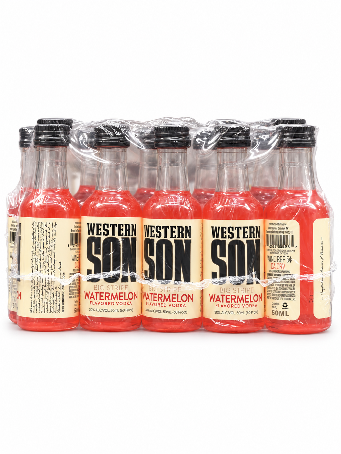 Western Son Big Stripe Watermelon flavored vodka 50ml mini bottle pack