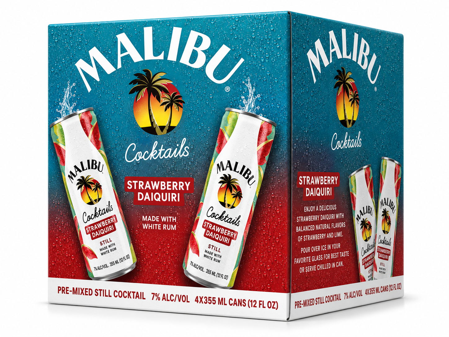 Malibu Cocktails Strawberry Daiquiri 4-Pack 355mL cans