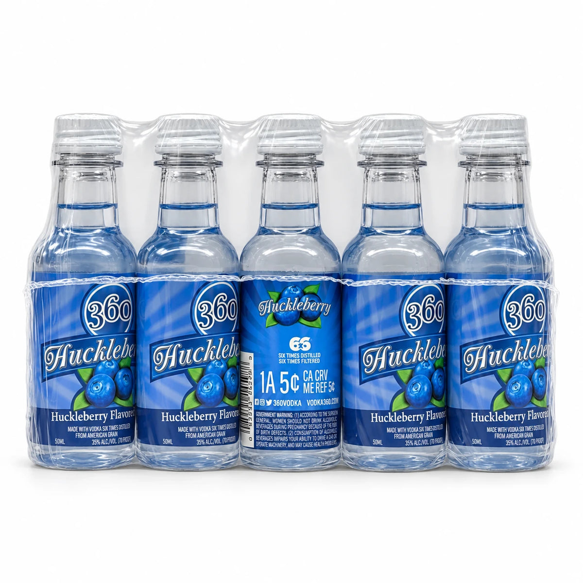 360 Huckleberry Flavored Vodka Mini Shots (10 Of 50ML)