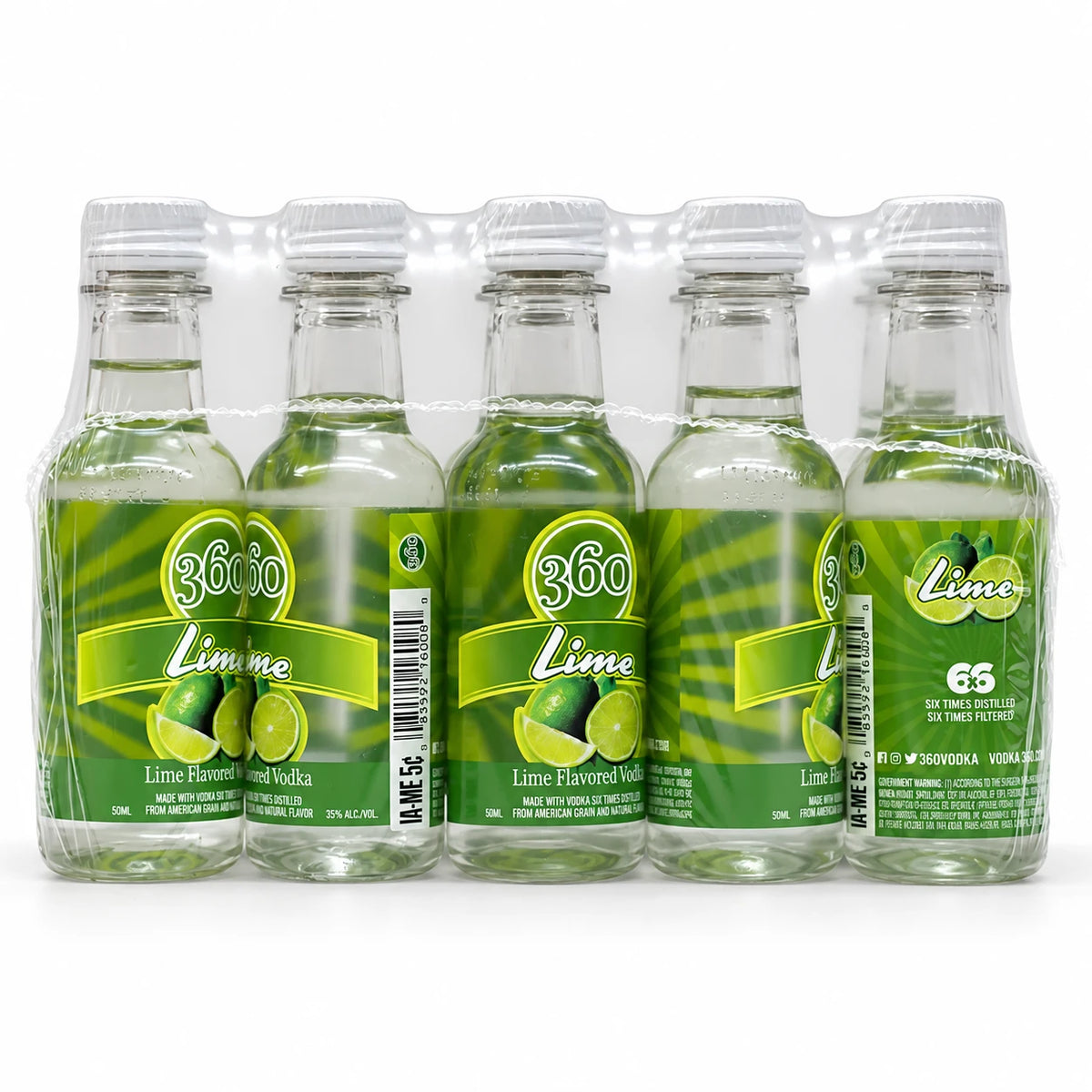 360 Lime Flavored Vodka Mini Shots (10 Of 50ML)