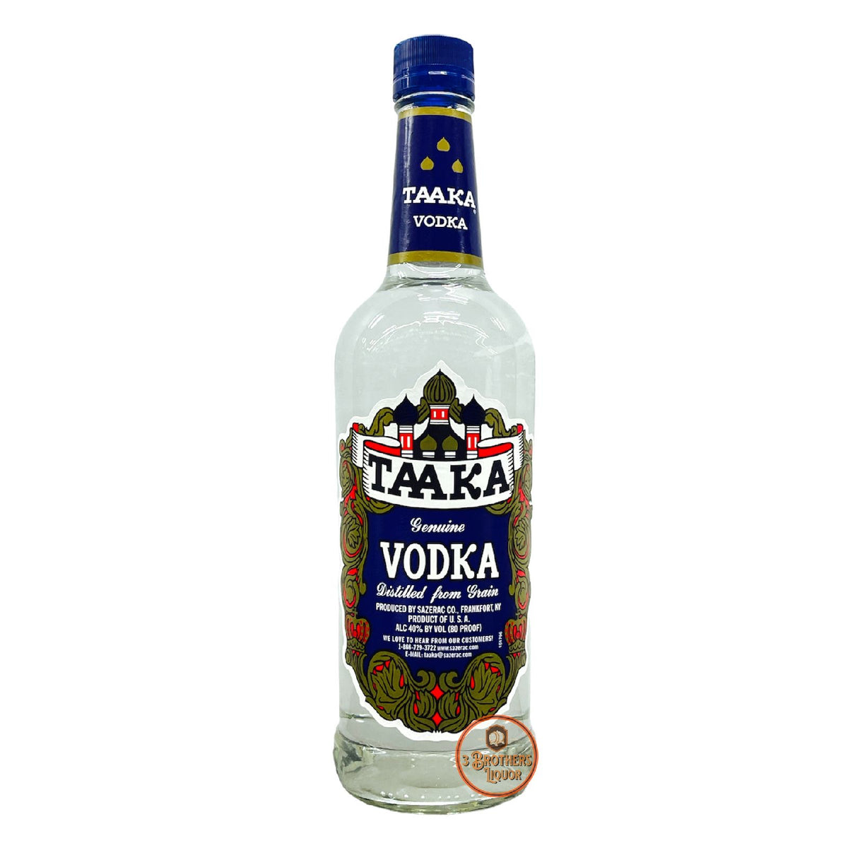 Taaka Vodka Distilled From Grain Glass Bottle 3brothersliquor