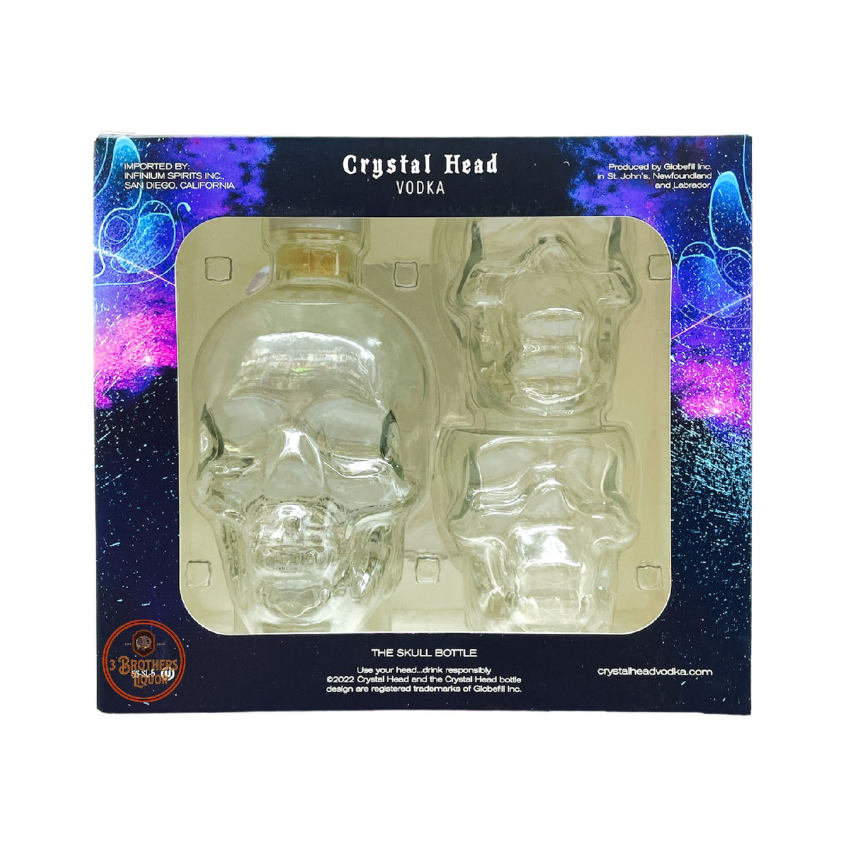 Crystal Head Vodka Gift Set W/ 2 Skull Cocktail Glasses 