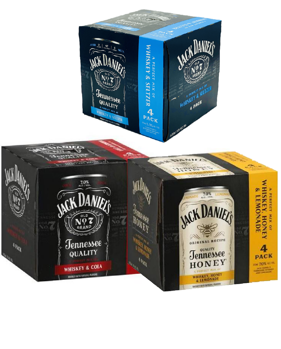 Jack Daniel 4-PK Cocktail Combo Pack (Whiskey & Cola, Whiskey