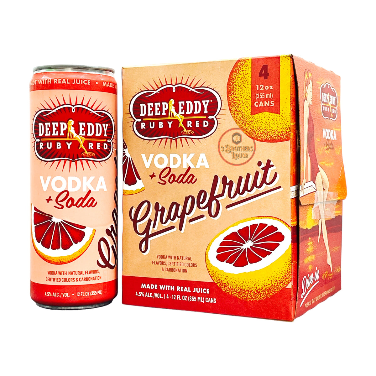 Deep Eddy Ruby Red Grapefruit Vodka & Soda 4Pk Canned Cocktails