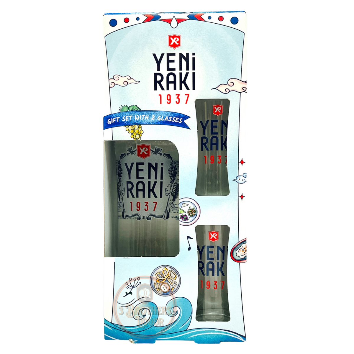 Yeni Raki 1937 Arak Gift Set W/ 2 Yeni Raki Arak Glasses – 3brothersliquor