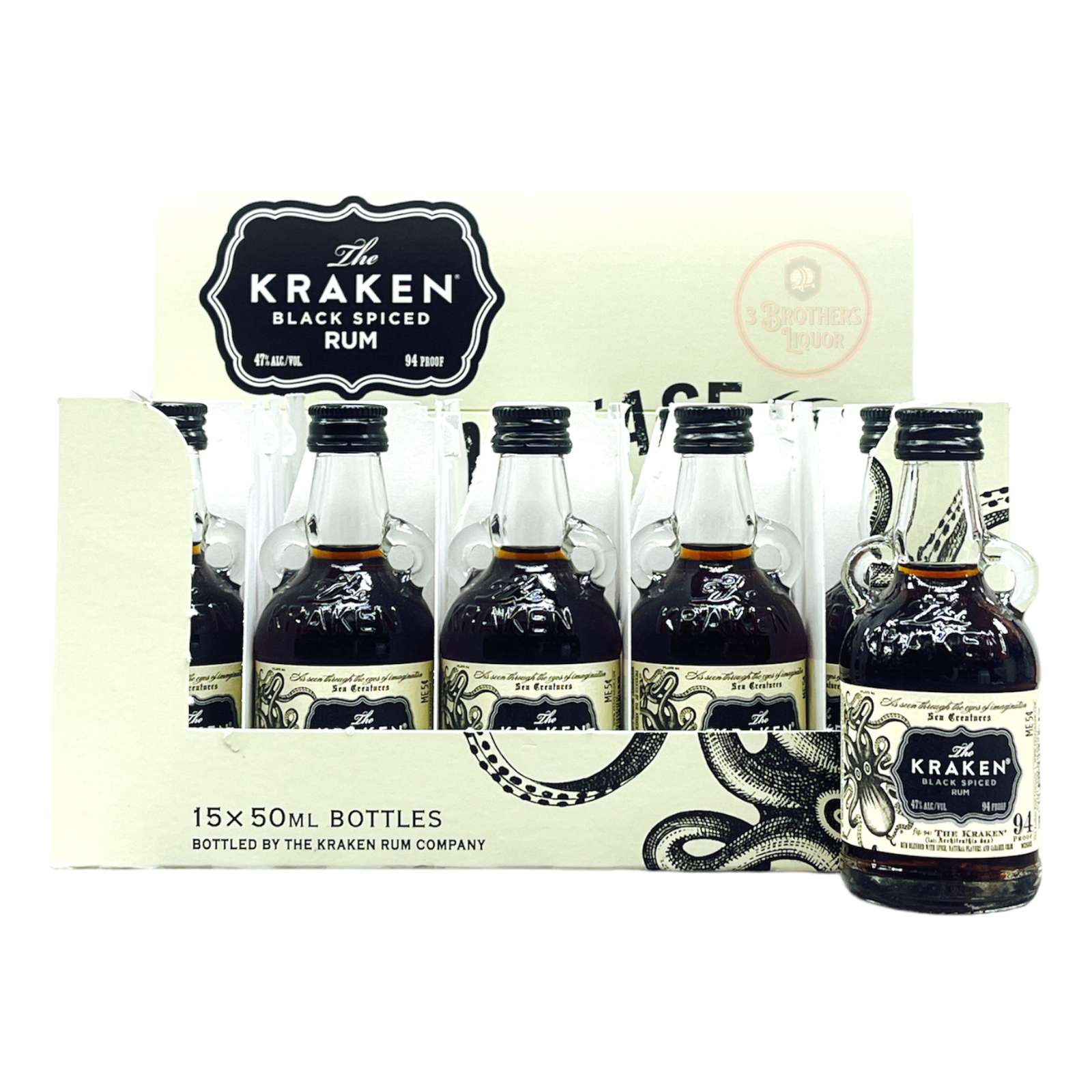 Kraken Rhum Display The Kraken Black Spiced Rum Mini Shots (15 Of 50ML) – 3brothersliquor