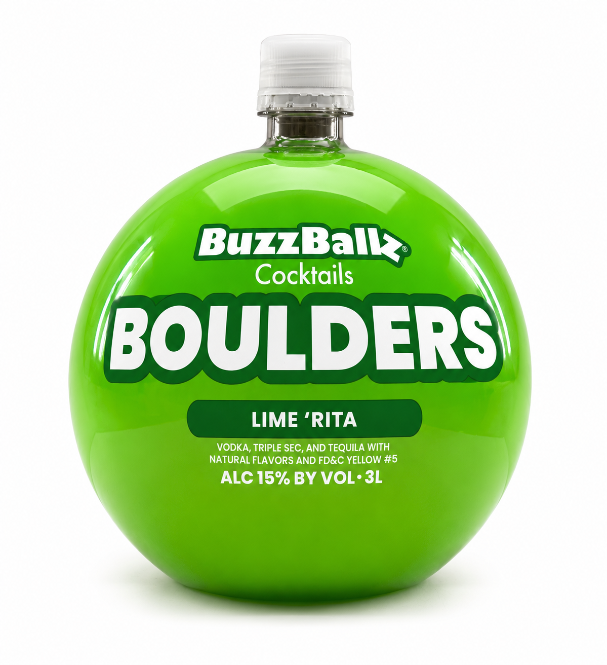 BuzzBallz Cocktails Boulders Lime Rita 3L green spherical bottle