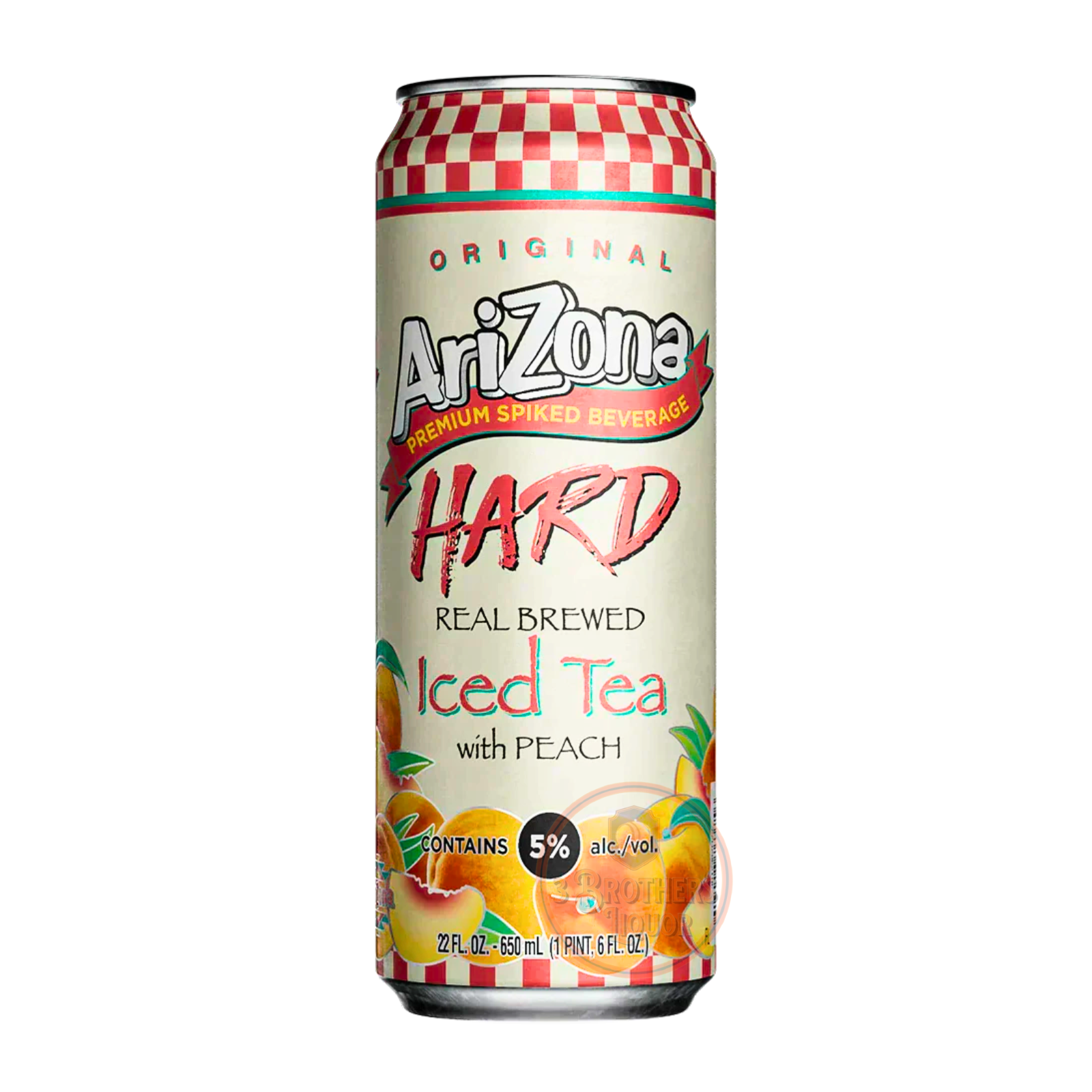 Can Iced With 3brothersliquor Spiked Vodka Arizona Flavor (22oz Hard Tea – Peach Seltzer