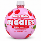 BuzzBallz Biggies Dirty Shirley 1.75L cocktail in pink spherical bottle with cherry graphics
