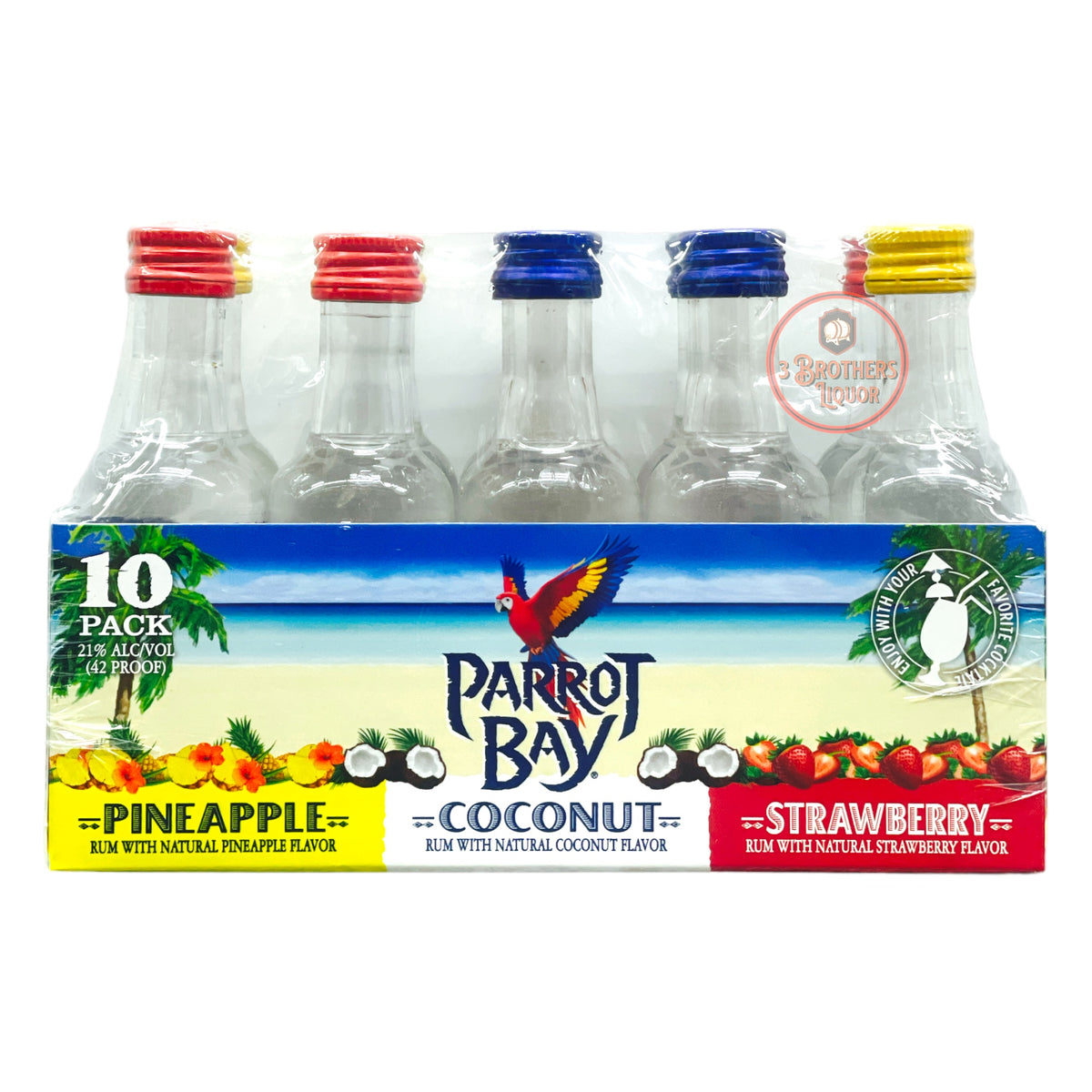 Parrot Bay Flavored Rum Mini Shots 10Pk Variety Pack (10 Of 50ML) 3brothersliquor