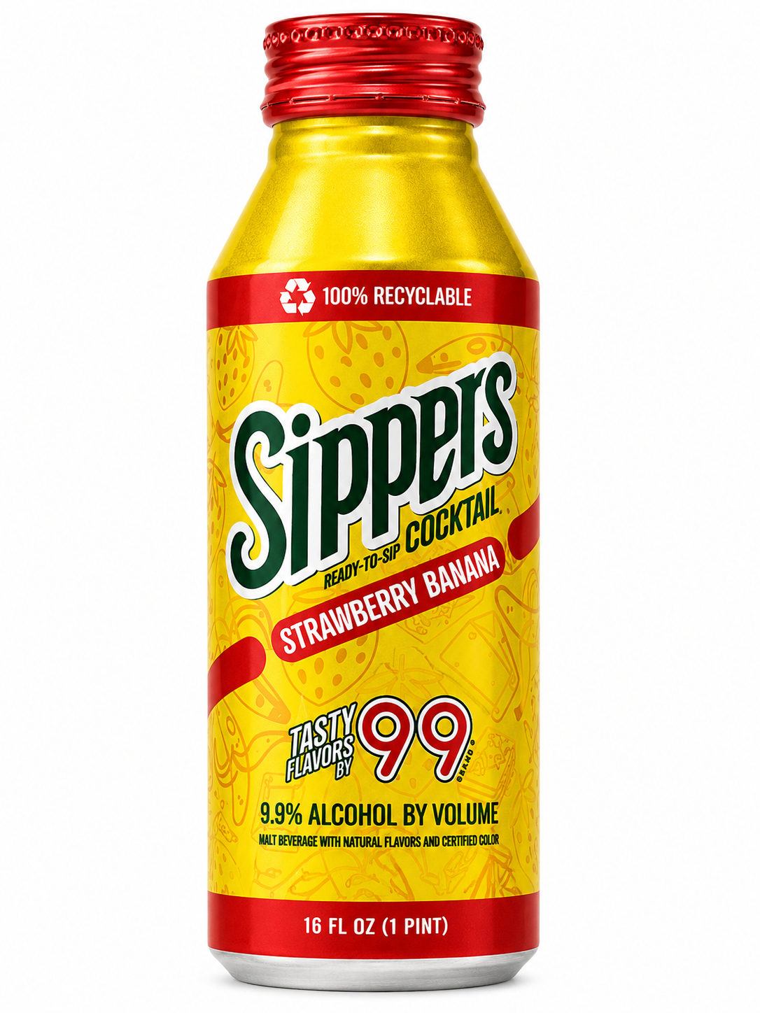 Sippers Cocktail Strawberry Banana by 99 Brands 16 FL OZ 9.9% ALC/VOL Ready-to-Sip