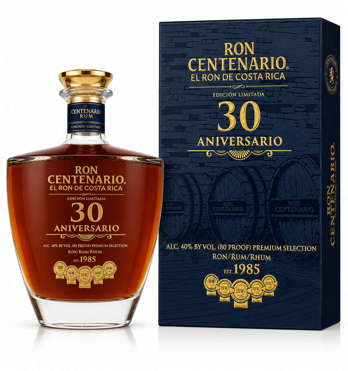 Ron Centenario 30 Aniversario Edición Limitada El Ron de Costa Rica 750mL with premium gift box