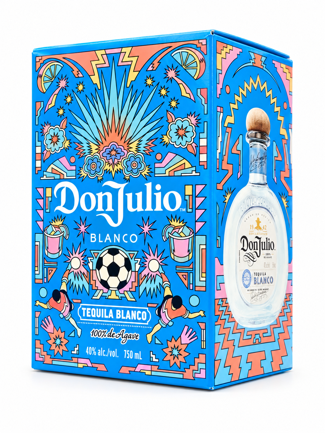 Don Julio Blanco tequila 750ml colorful blue soccer-themed gift box