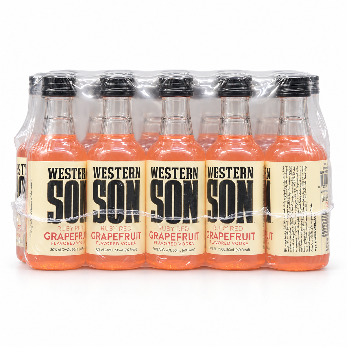 Western Son Ruby Red Grapefruit flavored vodka 50ml mini bottle pack