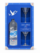 Grey Goose vodka 750ml blue-box gift set with two martini glasses