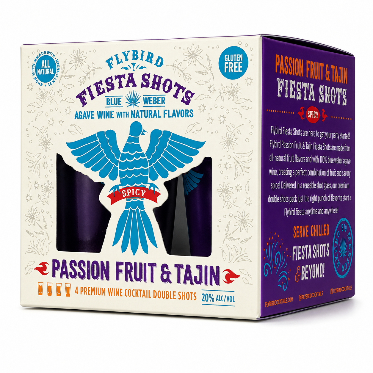 Flybird Fiesta Shots Passion Fruit & Tajin 4-Pack 20% ALC/VOL Blue Weber Agave Wine