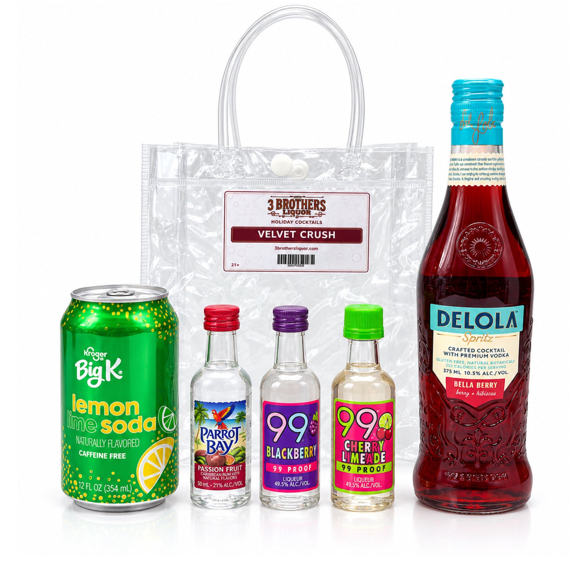 Velvet Crush cocktail bag with ingredients outside the bag