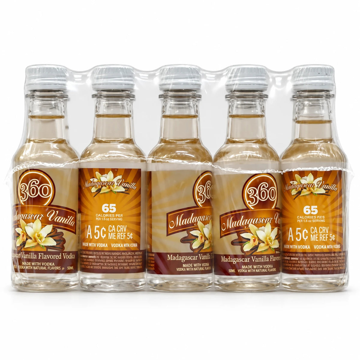360 Madagascar Vanilla Flavored Vodka Mini Shots (10 Of 50ML)