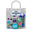Blue Escape cocktail bag with ingredients inside the bag