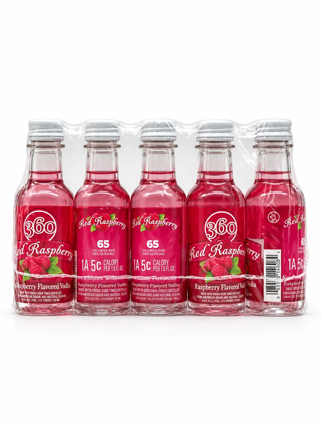 360 Red Raspberry Flavored Vodka Mini Shots (10 Of 50ML)