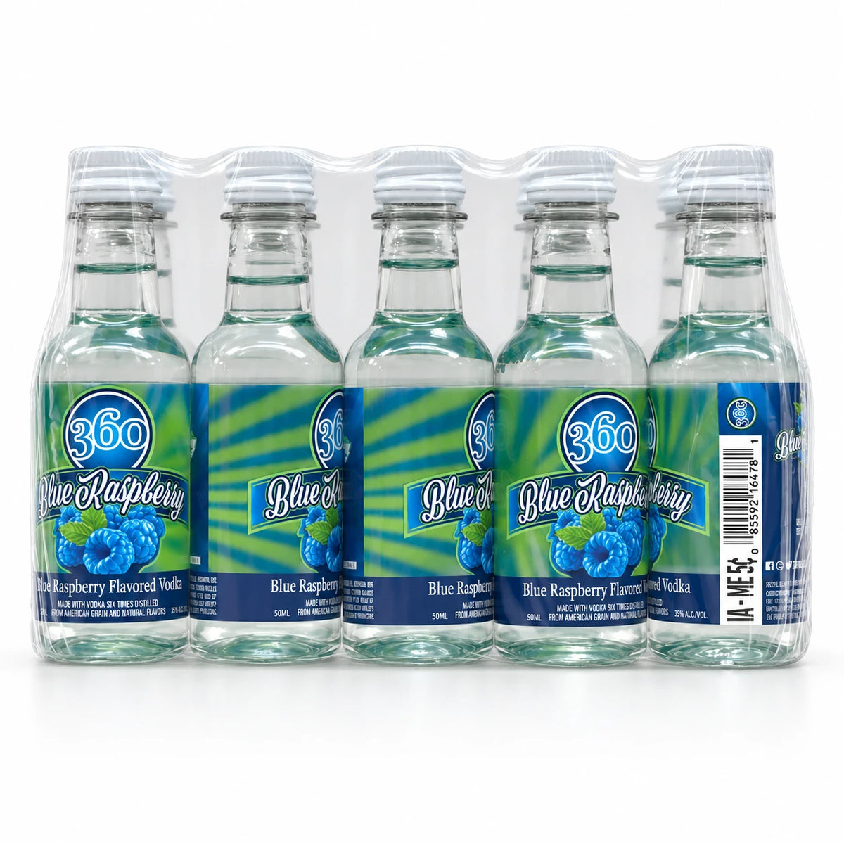 360 Blue Raspberry Flavored Vodka Mini Shots (10 Of 50ML)