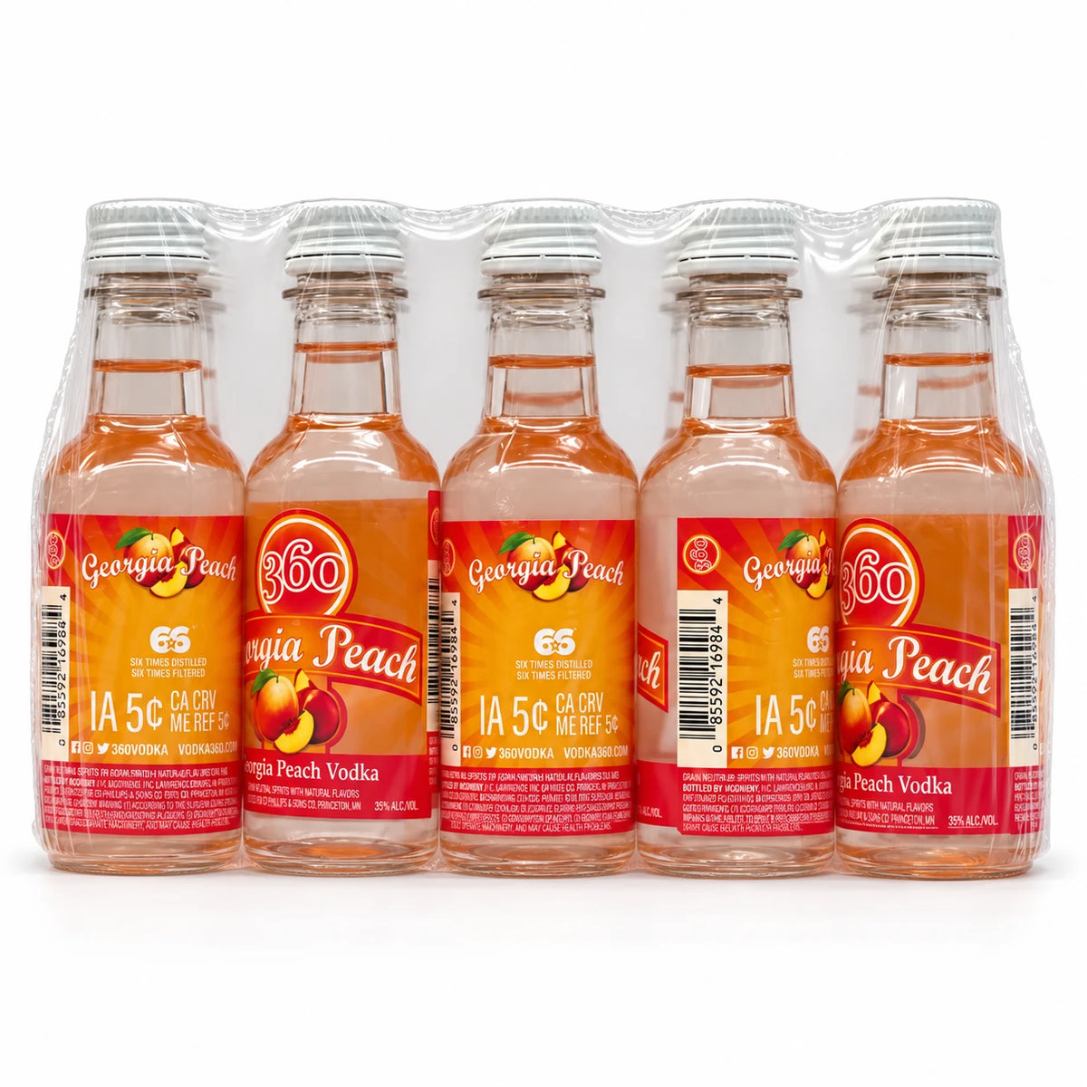 360 Georgia Peach Flavored Vodka Mini Shots (10 Of 50ML)