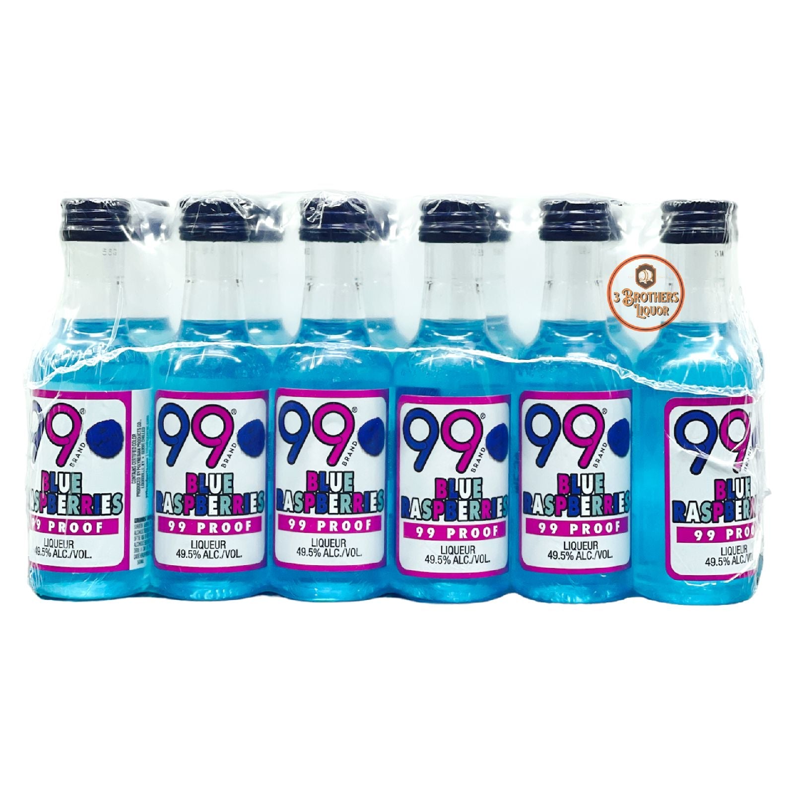 99 Brand Proof Blue Raspberries Liqueur (12 Of 50ML) – 3brothersliquor