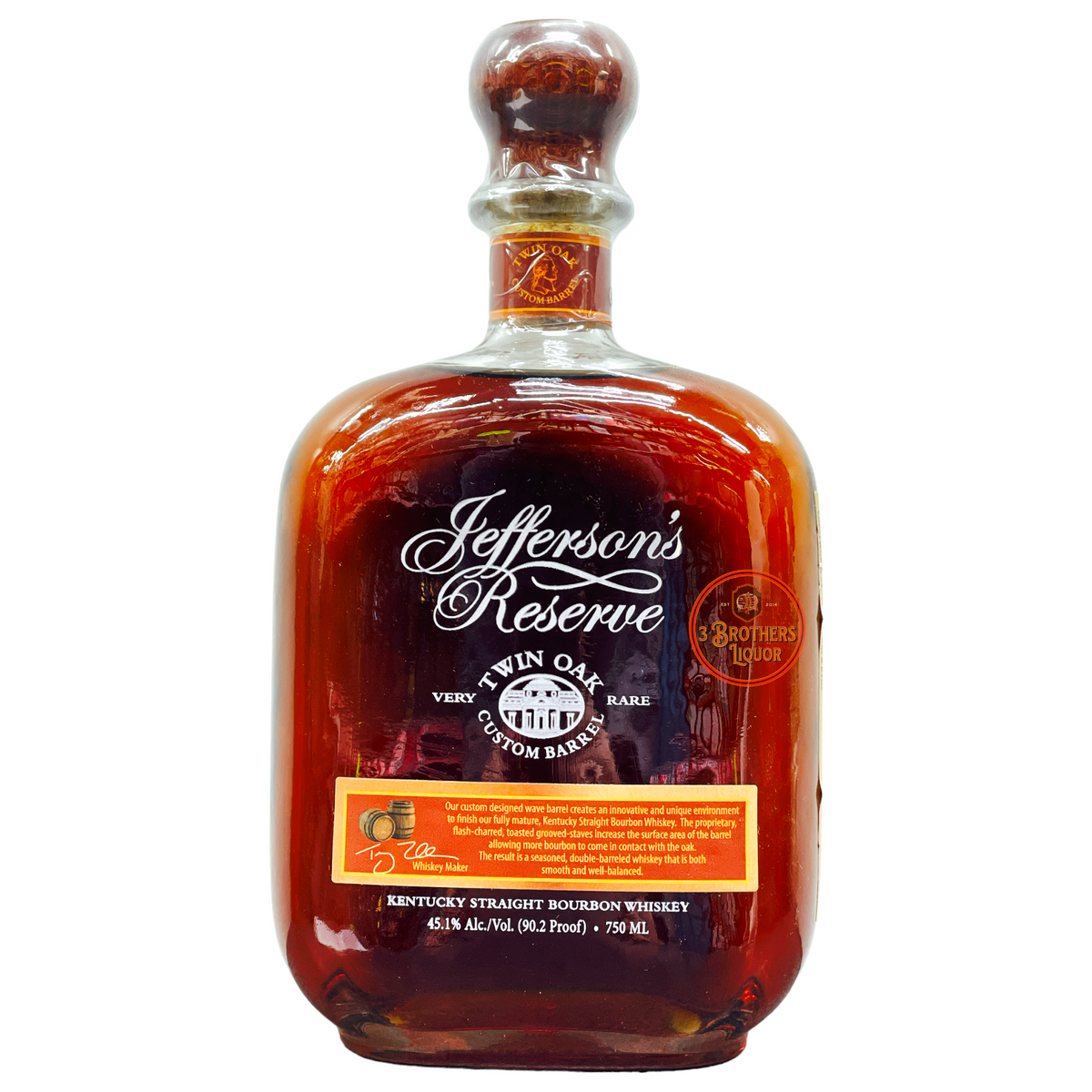 Jefferson's Reserve Twin Oak Straight Bourbon Whiskey Jefferson's Reserve Twin Oak Straight Bourbon Whiskey
