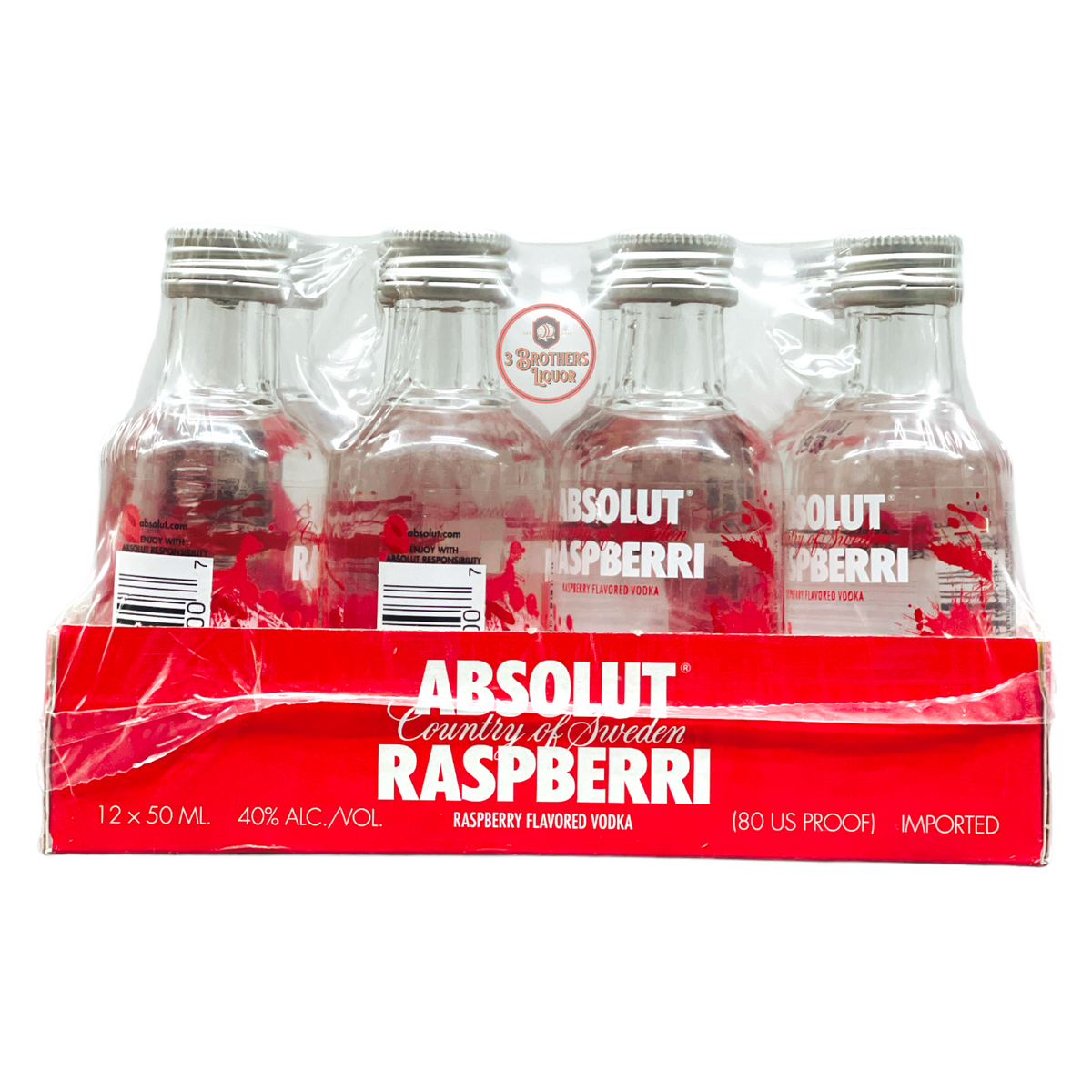 Absolut Raspberri Flavoured Vodka (12 Of 50ML) – 3brothersliquor