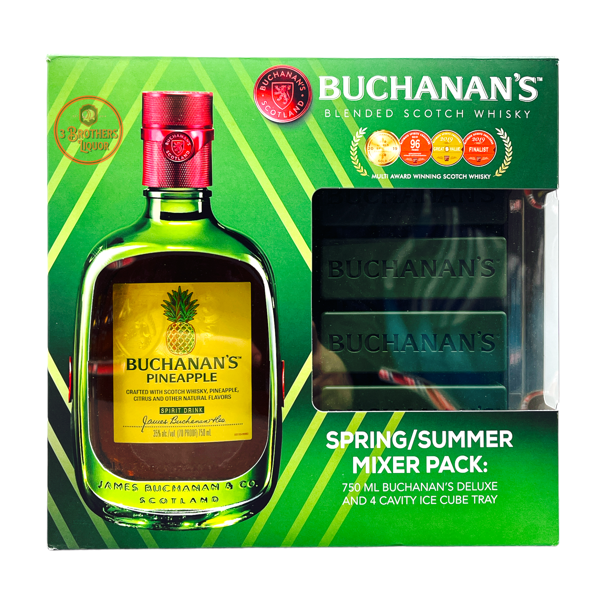 Buchanan's Pineapple Flavoured Scotch Whisky Gift Set W/ 4 Ice Cub Tra –  3brothersliquor