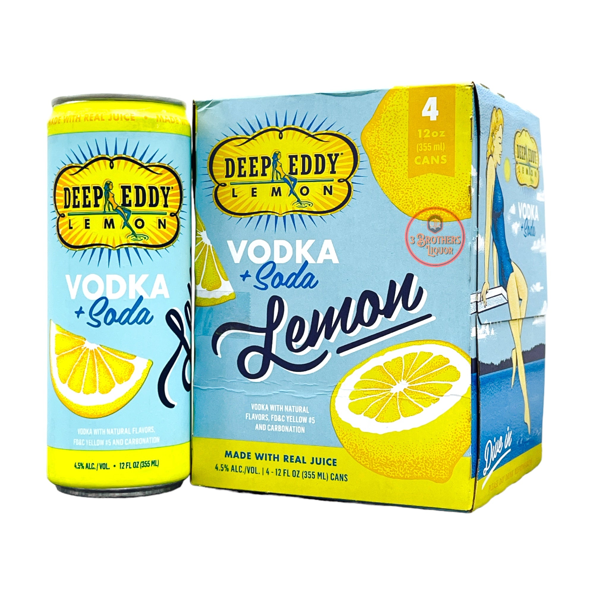 Deep Eddy Lemon Vodka Soda 4pk Canned Cocktails 3brothersliquor 3363